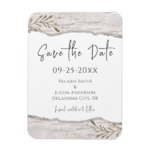 Rústico Birch Wood Save the Date boda