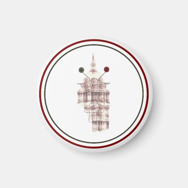 Imán Rústico Vermelho Catedral Sketch Urbano (Frente)