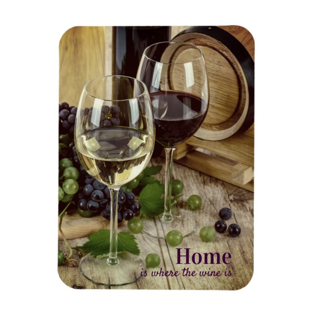 Imán Rústico Vino Rojo y Blanco Gafas de uva (Vertical)