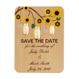 Imán Rústico Yellow Mason Jars Save The Date Magnet