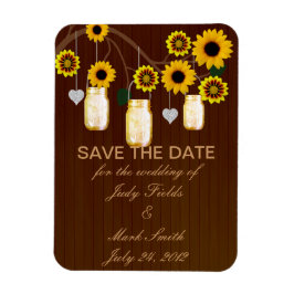 Imán Rústico Yellow Mason Jars Save The Date Magnet