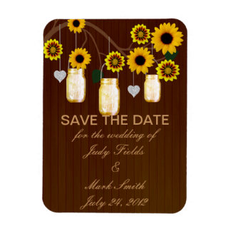 Imán Rústico Yellow Mason Jars Save The Date Magnet