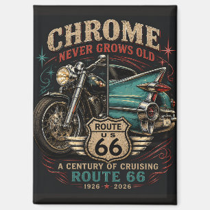 Imán Ruta 66 Centenario de la Carretera Cromada Vintage