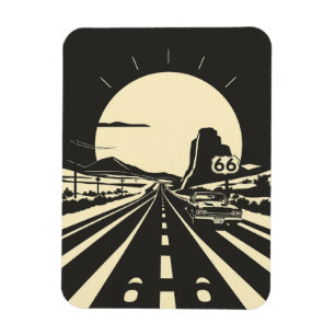 Imán Ruta 66 Clásico Minimalista blanco y negro