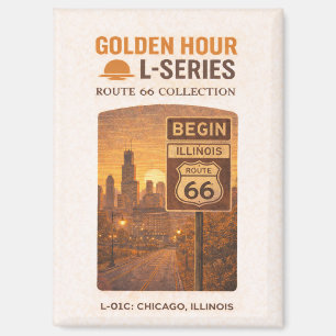 Imán Ruta 66 de Chicago Retro Punto de Partida Landmark
