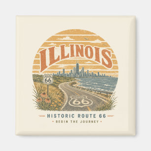 Imán Ruta 66 de Illinois Viaje Histórico por Chicago