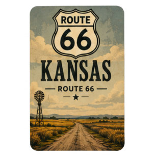 Imán Ruta 66 de Kansas Arte de Viaje Prairie Road