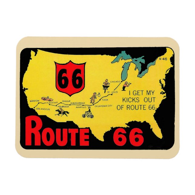 Imán Ruta 66 - Viajes de época - Magnet flexible (Horizontal)