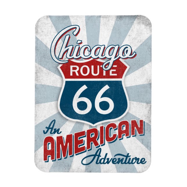 Imán Ruta de Chicago 66 Viñeta América Illinois (Vertical)