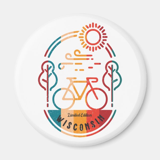 Imán Ruta de ciclismo Retro Wisconsin (Frente)