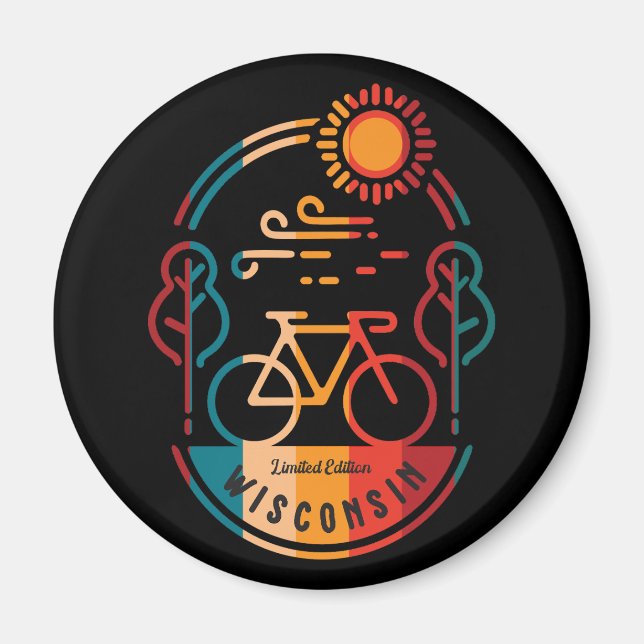 Imán Ruta de ciclismo Retro Wisconsin (Frente)