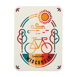 Imán Ruta de ciclismo Retro Wisconsin