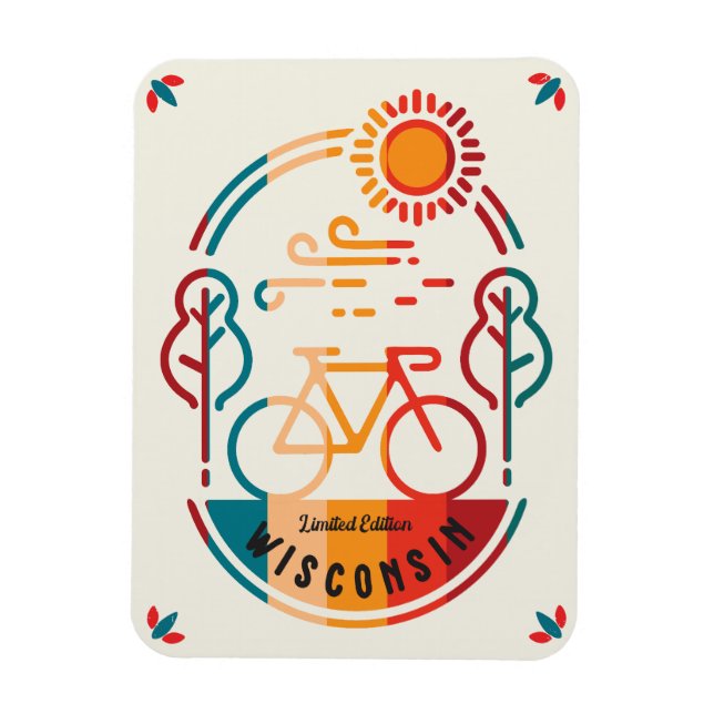 Imán Ruta de ciclismo Retro Wisconsin (Vertical)