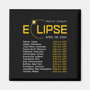 Imán Ruta de la Totalidad 2024 Mapa del eclipse total A
