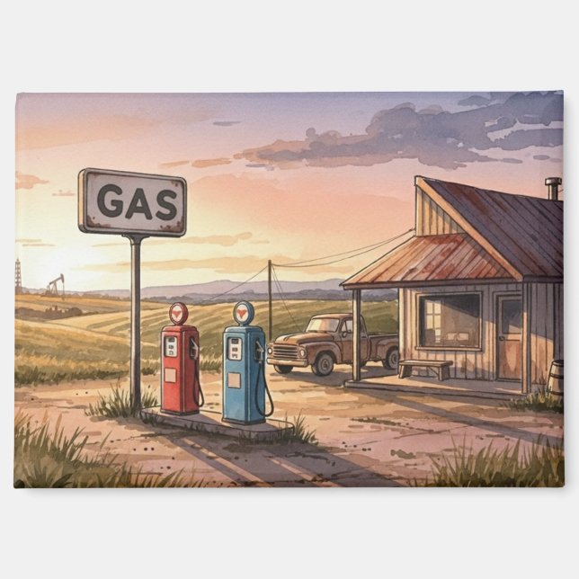 Imán Ruta de Oklahoma 66 Estación de gas de época (Anverso)