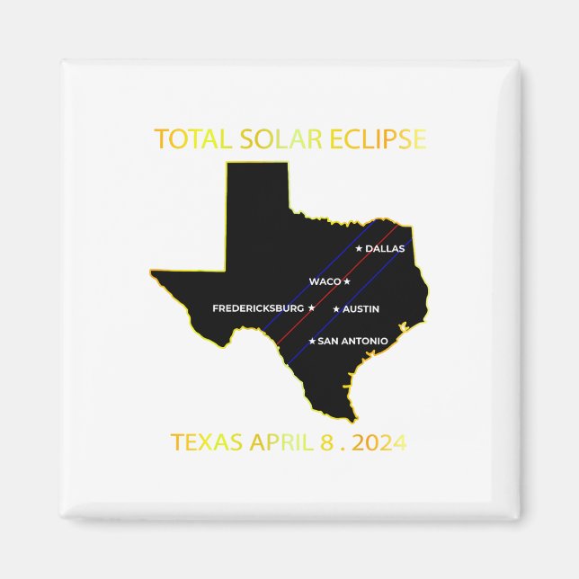 Imán Ruta Del Mapa Interactivo Del Eclipse Solar 2024 T (Frente)