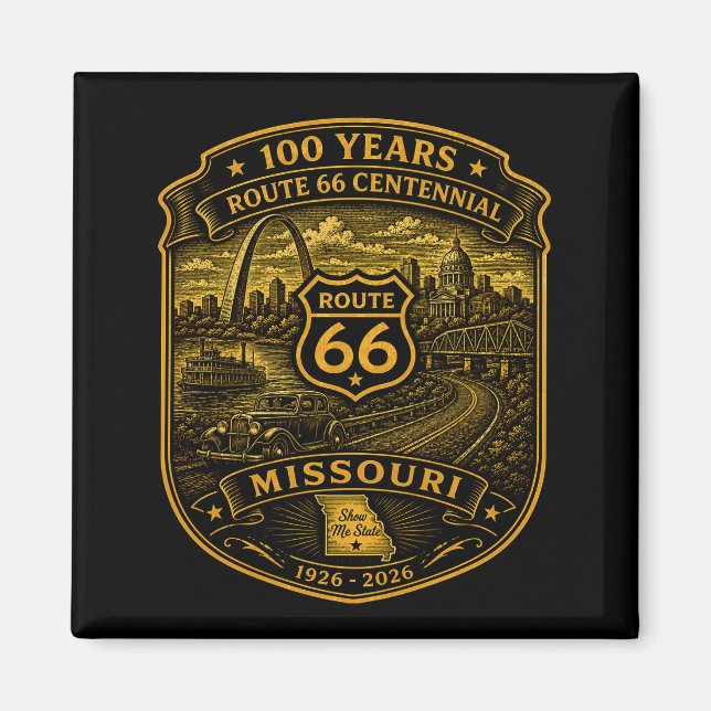 Imán Ruta Dorada 66 Misuri Centenario 100 Años (Frente)
