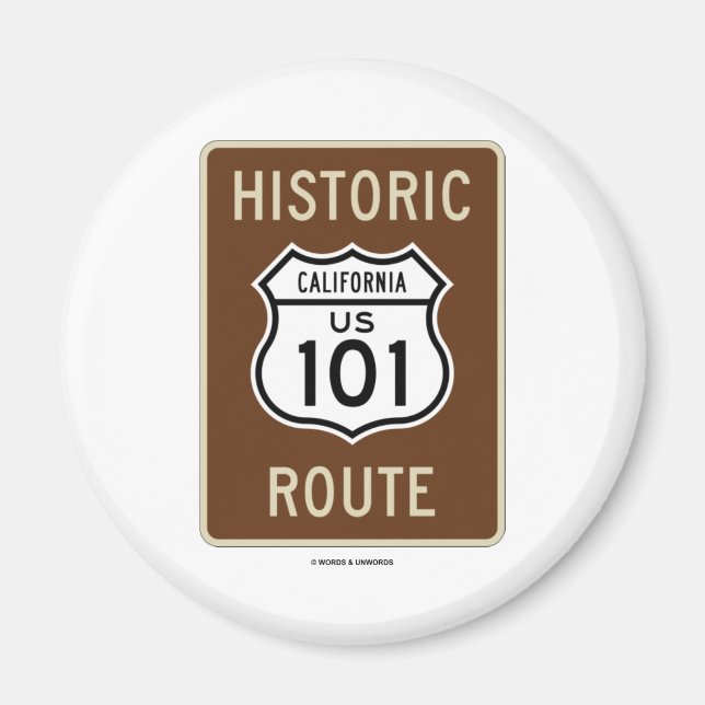 Imán Ruta histórica US 101 California (Rótulo) (Frente)