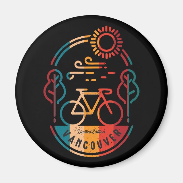 Imán Ruta Retro Vancouver para bicicletas. (Frente)