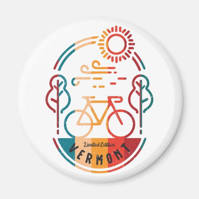 Imán Ruta Retro Vermont para bicicletas (Frente)