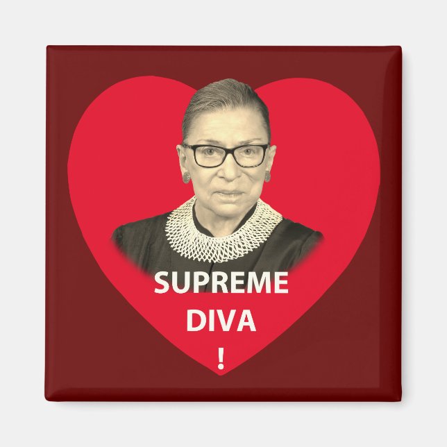 Imán Ruth Bader Ginsburg, Diva Suprema Tintada De Coraz (Frente)