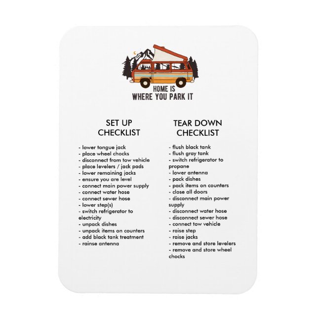 Imán RV Trailer Editable Set and Tear Down Checklist (Vertical)