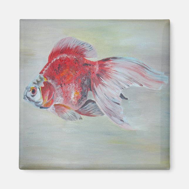 Imán Ryukin Goldfish Pintura acrílica (Frente)