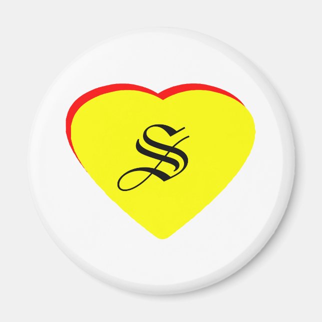 Imán "S" Corazón Amarillo Rojo Invitación de Boda The M (Frente)
