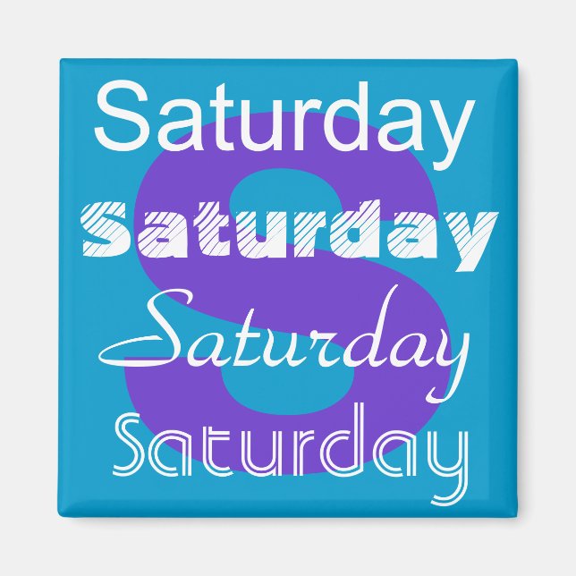 Imán Sábado Día de la Semana Magnet (Frente)