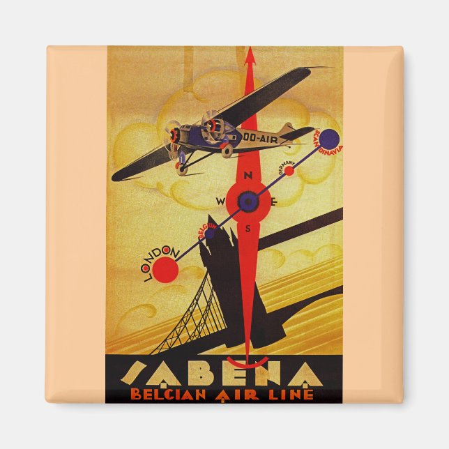Imán Sabena Art Deco Compass (Frente)