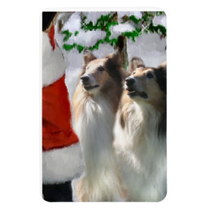 Imán Sable Rough Collies Con Santa Navidades