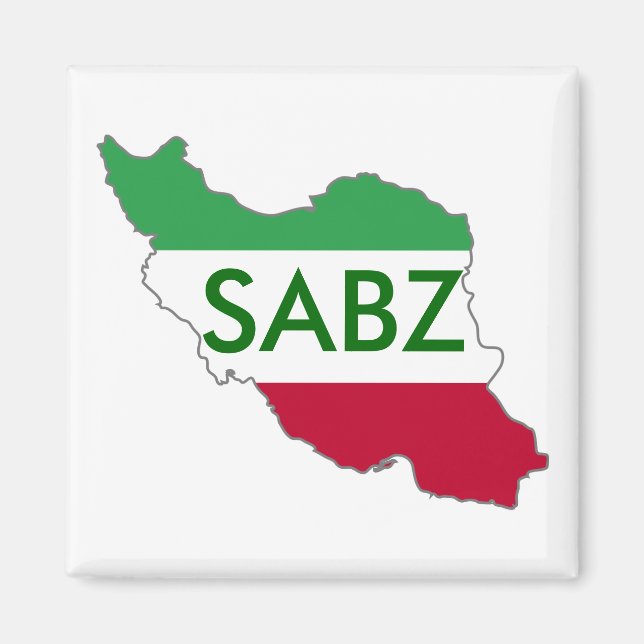 Imán "SABZ" Mapa de la bandera de Irán (Frente)