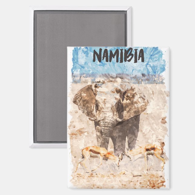 Imán Safari de vida salvaje en África de Namibia (Anverso/Reverso)