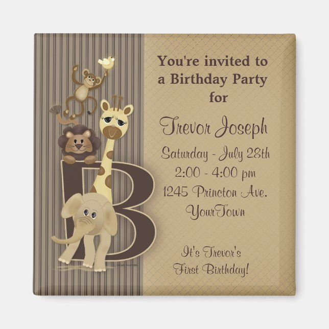 Imán Safari Magnet Birthday Favor (Frente)