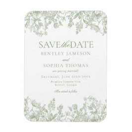 Imán Sage Chinoiserie Vintage Floral Save the Date Card