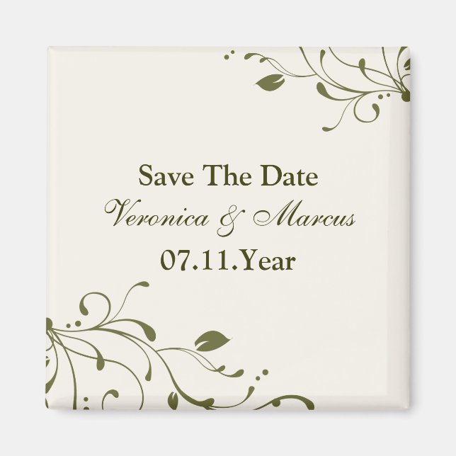 Imán Sage Green Floral Decal Save the Date Magnet (Frente)