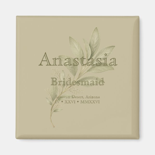 Imán Sage Personalized Bridesmaid Shot Glass (Frente)