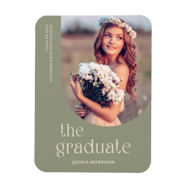 Imán Sage Sage simple Invitación de Grado de fotografía (Vertical)