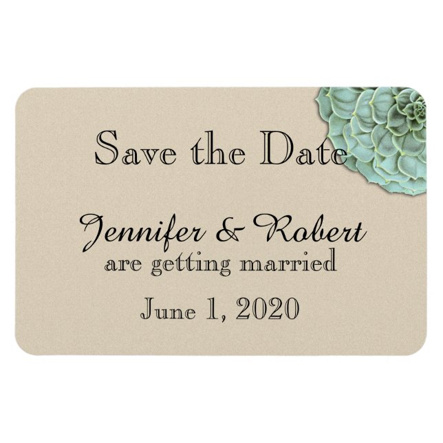 Imán Sage Succulent Wedding Save the Date (Horizontal)