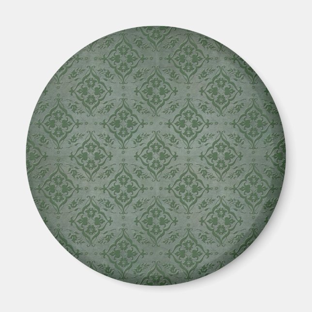 Imán Sage Verde Rústico y Damask Plateado (Frente)