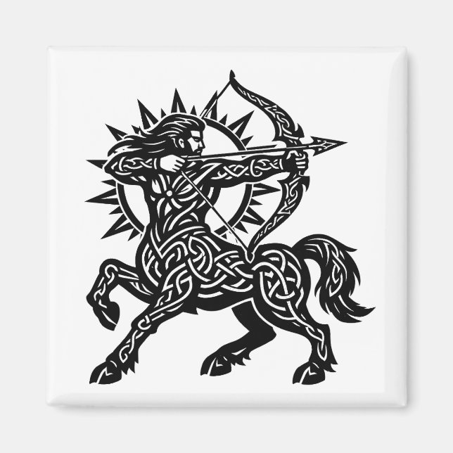 Imán Sagittarius Centaur Archer — Mythic Zodiac Inkwork (Frente)