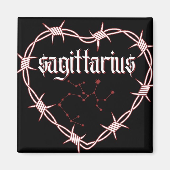 Imán Sagittarius Constellation Gothic Barbed Wire Art (Frente)