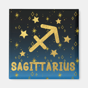 Imán Sagittarius Zodiac Blue and Gold Magnet