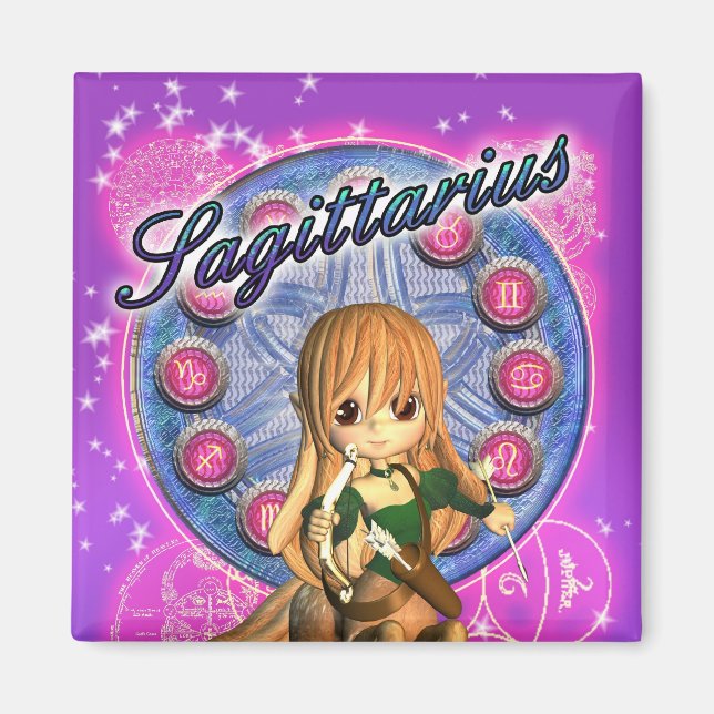Imán Sagittarius Zodiac Magnet Cute Female Centaur (Frente)