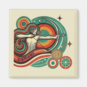 Imán Sagittarius Zodiac Retro Magnet