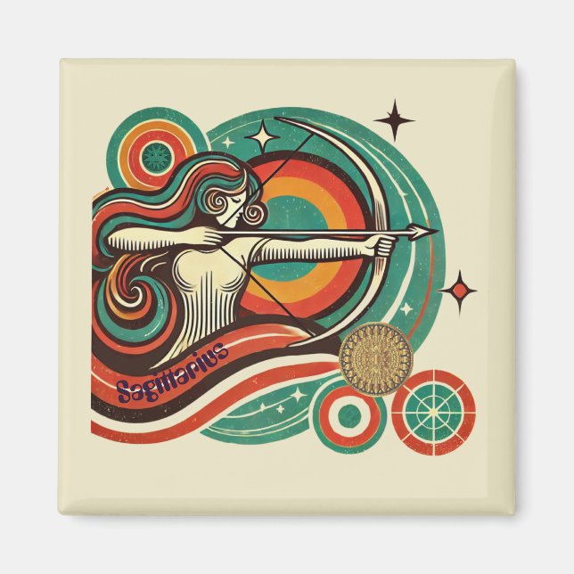Imán Sagittarius Zodiac Retro Magnet (Frente)