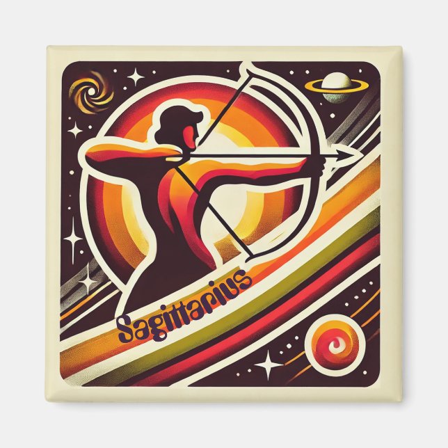 Imán Sagittarius Zodiac Retro Magnet (Frente)
