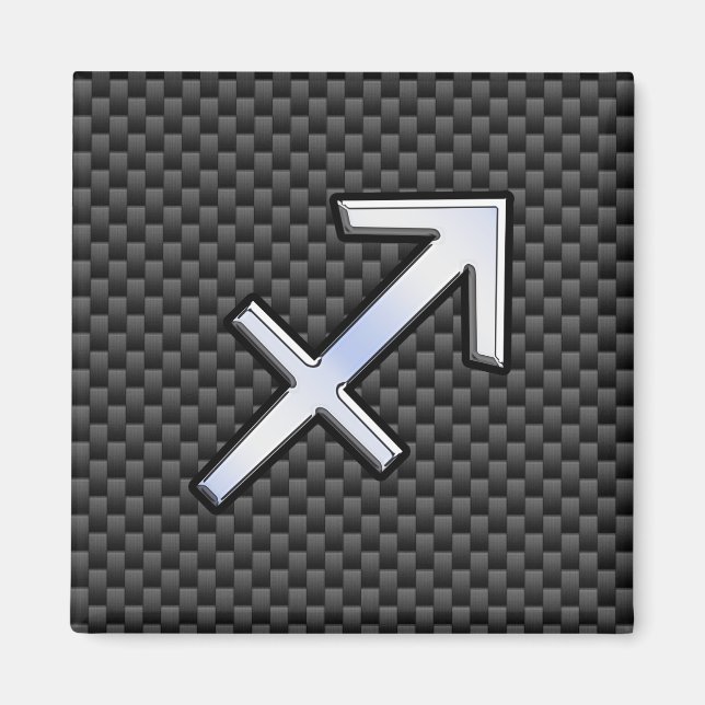 Imán Sagittarius Zodiac Symbol Carbón Fibra de Carbono (Frente)