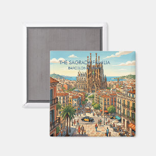 Imán Sagrada Familia Barcelona España Viaje Arte Vintag