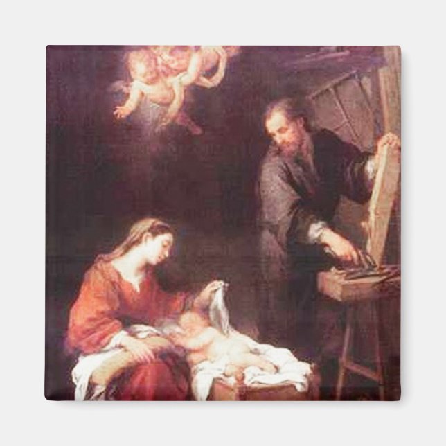 Imán Sagrada Familia Con Ángeles Vintage Magnet (Frente)